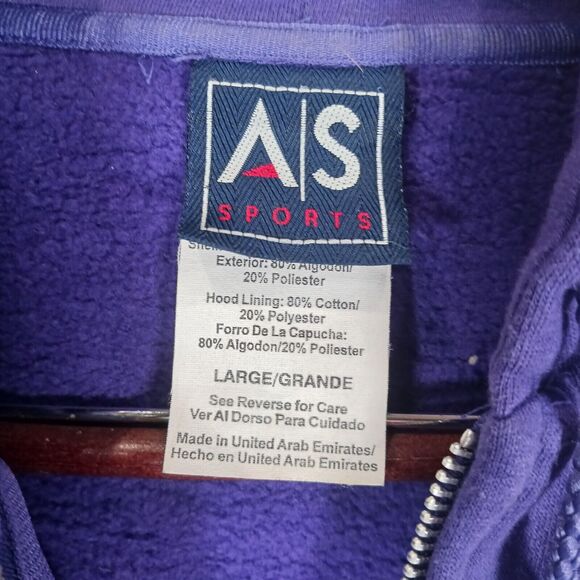 LSU TIGERS Adult L Zip-up Jacket Purple Gold Spellout Hooded Sweatshirt AS Sport - Picture 3 of 5